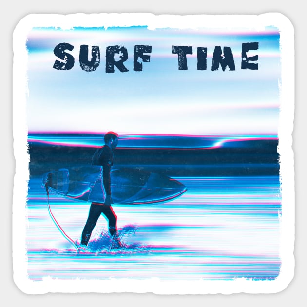 Surf Time - Surfer and Surf Board Sticker by DyrkWyst